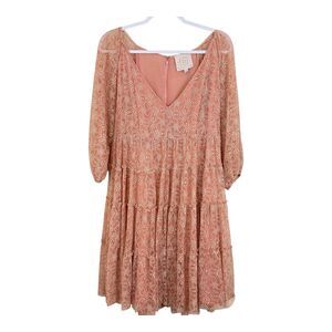 Johnny Was Jade Chelly Embroidered Tiered Lace Dress Size Large Layered  L32922